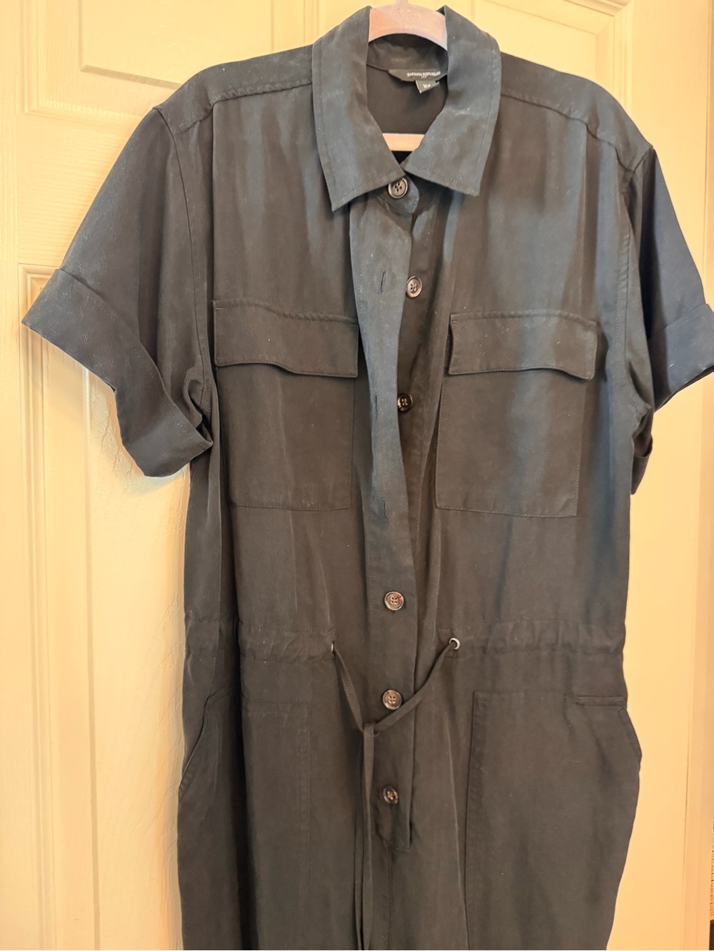 Banana Republic Factory Black Short Sleeve Utility Jumpsuit - Picture 2 of 7